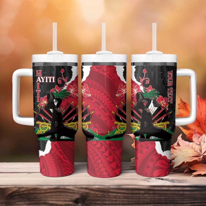 Ayiti Neg Marron Dashiki Mix Polynesian Custom Stanley Quencher 40Oz Stainless Steel Tumbler With Handle - Image 4