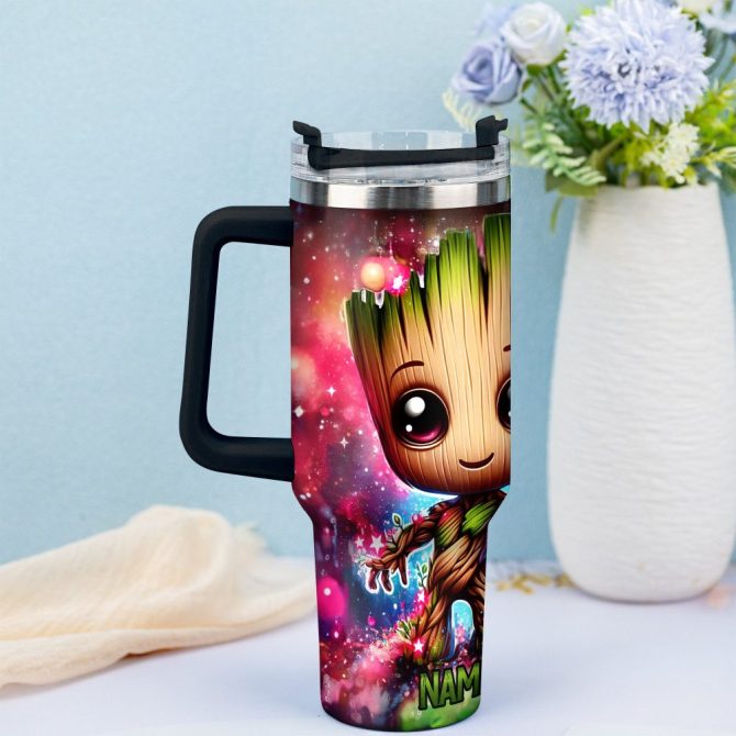 Baby Groot Cartoon Custom Stanley Quencher 40Oz Stainless Steel Tumbler With Handle - Image 3