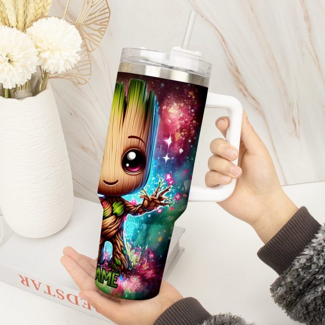 Baby Groot Cartoon Custom Stanley Quencher 40Oz Stainless Steel Tumbler With Handle - Image 4