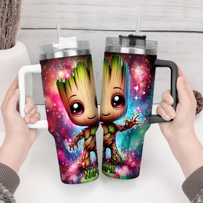 Baby Groot Cartoon Custom Stanley Quencher 40Oz Stainless Steel Tumbler With Handle - Image 2