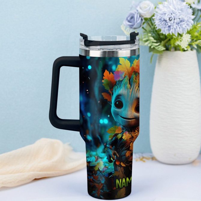 Baby Groot Cartoon Custom Stanley Quencher 40Oz Stainless Steel Tumbler With Handle - Image 4