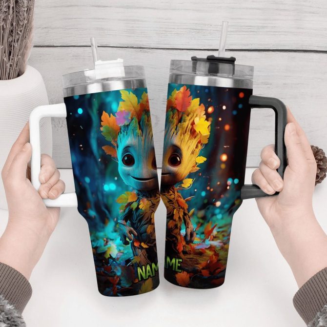 Baby Groot Cartoon Custom Stanley Quencher 40Oz Stainless Steel Tumbler With Handle - Image 3