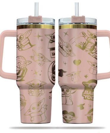 Baby Yoda Cartoon Custom Stanley Quencher 40Oz Stainless Steel Tumbler
