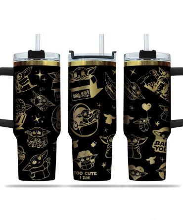 Baby Yoda Cartoon Custom Stanley Quencher 40Oz Stainless Steel Tumbler