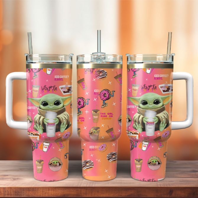Baby Yoda Star Wars Movies Custom Stanley Quencher 40Oz Stainless Steel Tumbler