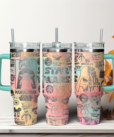 Baby Yoda Star Wars Movies Custom Stanley Quencher 40Oz Stainless Steel Tumbler With Handle