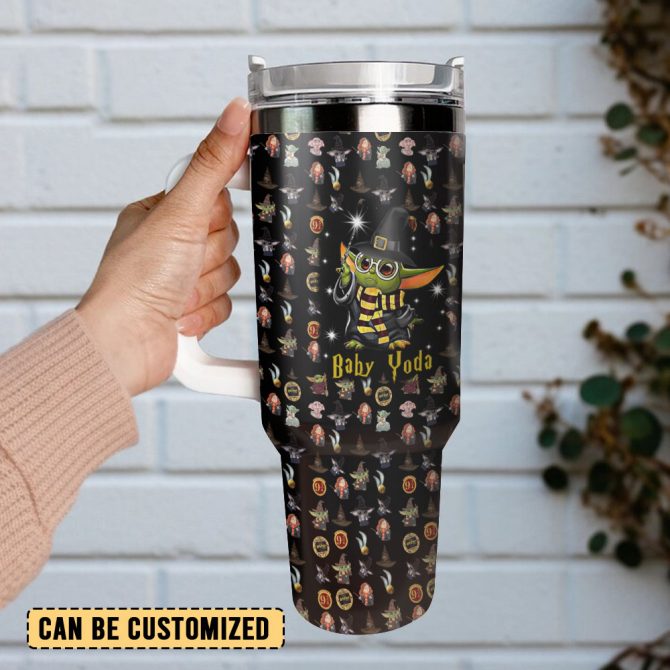 Baby Yoda Star Wars Movies Custom Stanley Quencher 40Oz Stainless Steel Tumbler With Handle - Image 3