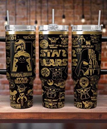 Baby Yoda Star Wars Movies Custom Stanley Quencher 40Oz Stainless Steel Tumbler With Handle