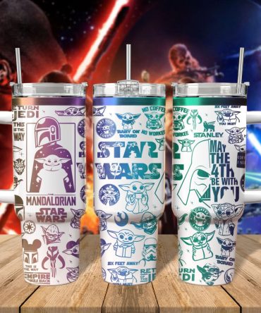 Baby Yoda Star Wars Movies Custom Stanley Quencher 40Oz Stainless Steel Tumbler With Handle