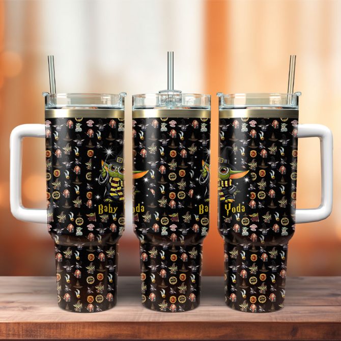 Baby Yoda Star Wars Movies Custom Stanley Quencher 40Oz Stainless Steel Tumbler With Handle
