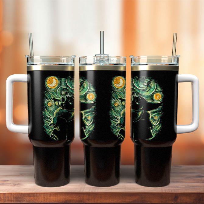 Baby Yoda Star Wars Movies Custom Stanley Quencher 40Oz Stainless Steel Tumbler With Handle