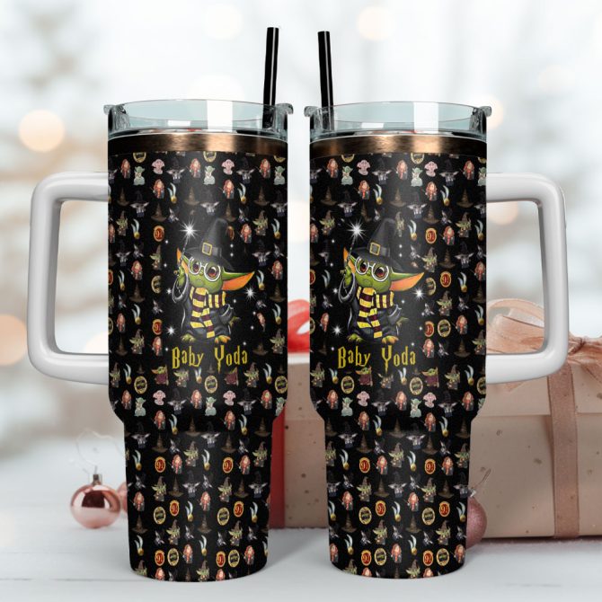 Baby Yoda Star Wars Movies Custom Stanley Quencher 40Oz Stainless Steel Tumbler With Handle - Image 4