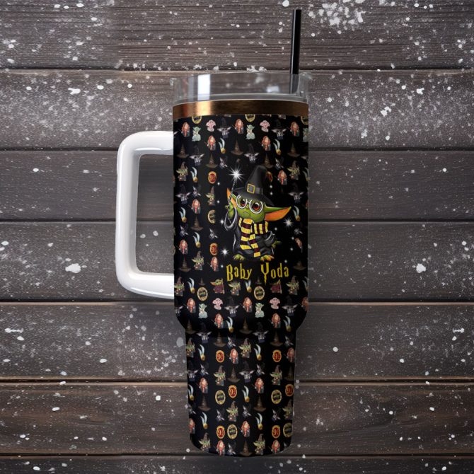 Baby Yoda Star Wars Movies Custom Stanley Quencher 40Oz Stainless Steel Tumbler With Handle - Image 2