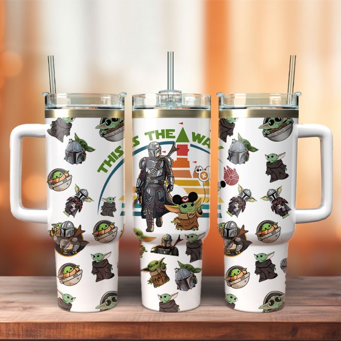 Baby Yoda Star Wars Movies Custom Stanley Quencher 40Oz Stainless Steel Tumbler With Handle