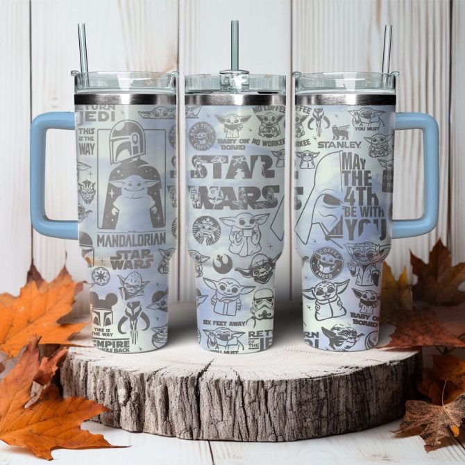 Baby Yoda Star Wars Movies Custom Stanley Quencher 40Oz Stainless Steel Tumbler With Handle
