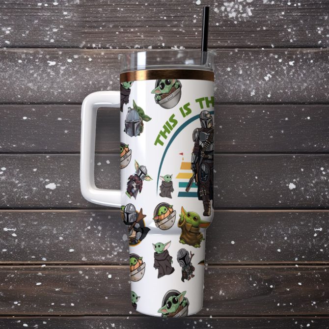 Baby Yoda Star Wars Movies Custom Stanley Quencher 40Oz Stainless Steel Tumbler With Handle - Image 2