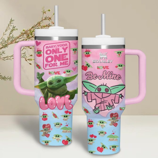 Baby Yoda Star Wars Movies Custom Stanley Quencher 40Oz Stainless Steel Tumbler With Handle - Image 2