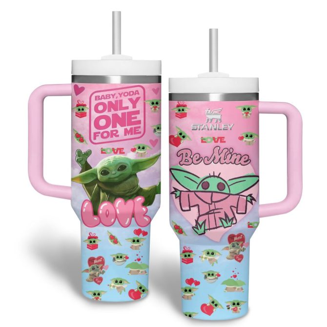 Baby Yoda Star Wars Movies Custom Stanley Quencher 40Oz Stainless Steel Tumbler With Handle - Image 4