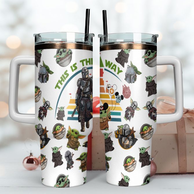 Baby Yoda Star Wars Movies Custom Stanley Quencher 40Oz Stainless Steel Tumbler With Handle - Image 4