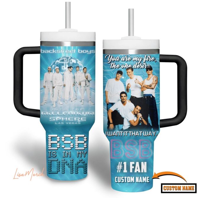 Backstreet Boys Music Custom Stanley Quencher 40Oz Stainless Steel Tumbler With Handle - Image 2