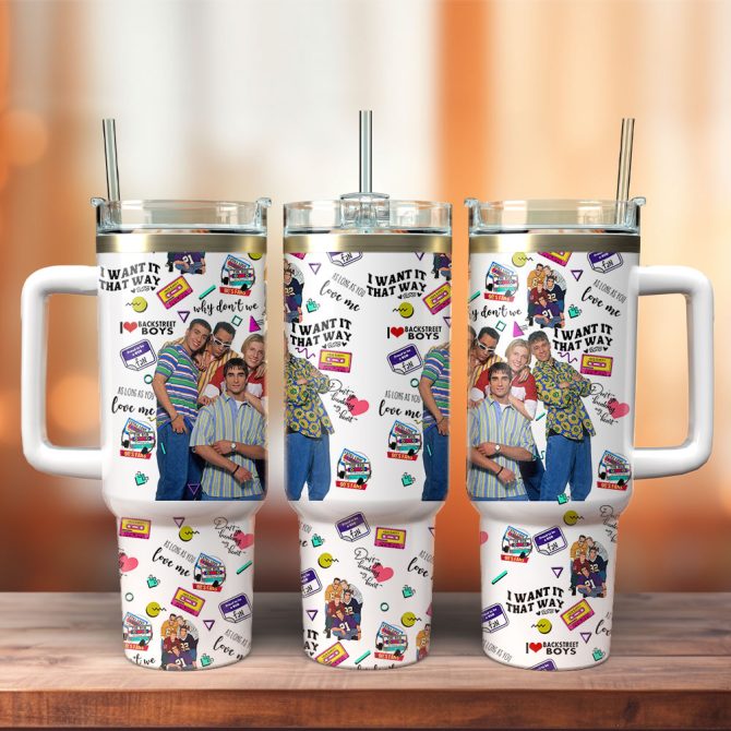 Backstreet Boys Music Custom Stanley Quencher 40Oz Stainless Steel Tumbler With Handle