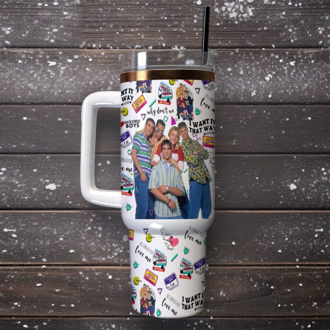 Backstreet Boys Music Custom Stanley Quencher 40Oz Stainless Steel Tumbler With Handle - Image 2