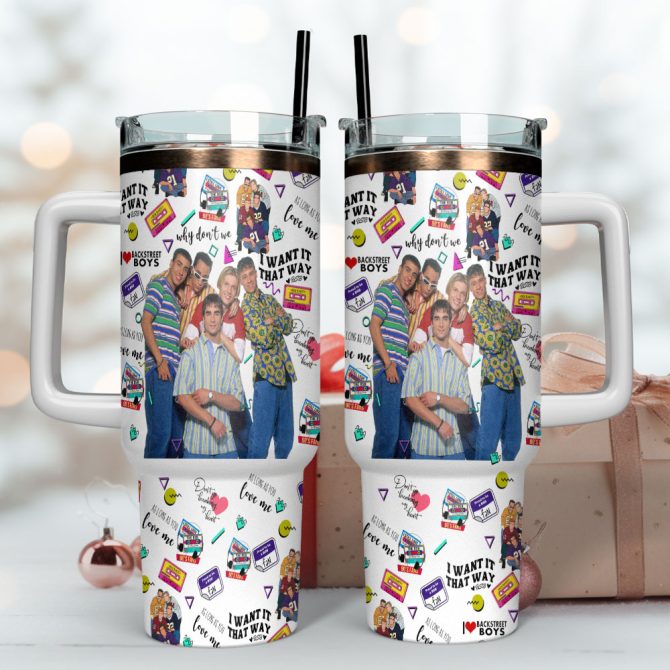 Backstreet Boys Music Custom Stanley Quencher 40Oz Stainless Steel Tumbler With Handle - Image 4