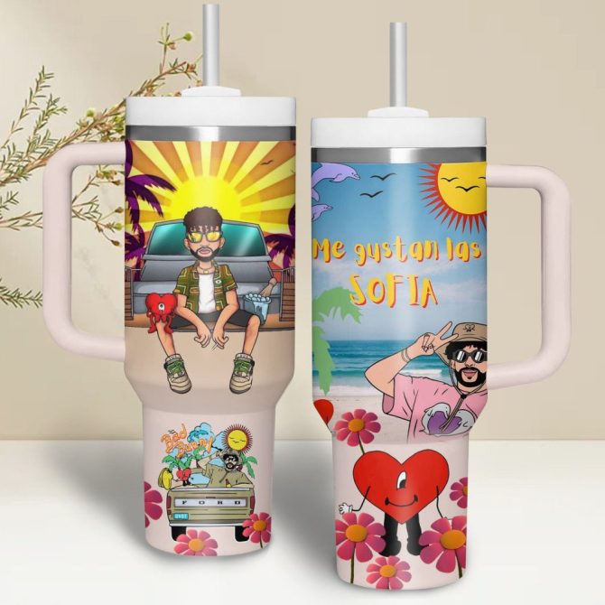 Bad Bunny Music Custom Stanley Quencher 40Oz Stainless Steel