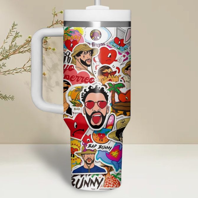 Bad Bunny Music Custom Stanley Quencher 40Oz Stainless Steel - Image 2