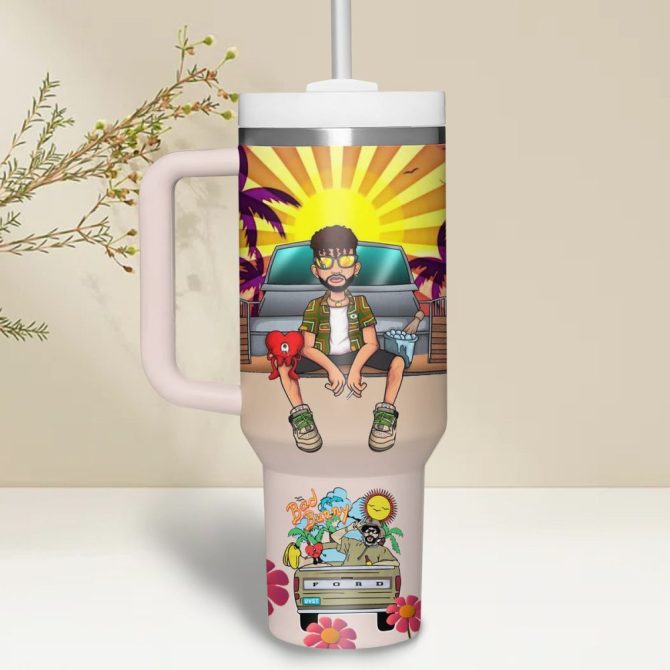 Bad Bunny Music Custom Stanley Quencher 40Oz Stainless Steel - Image 3