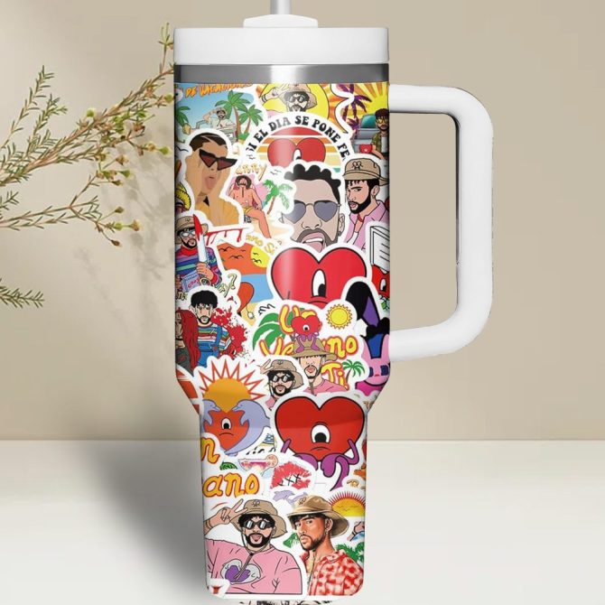 Bad Bunny Music Custom Stanley Quencher 40Oz Stainless Steel - Image 3