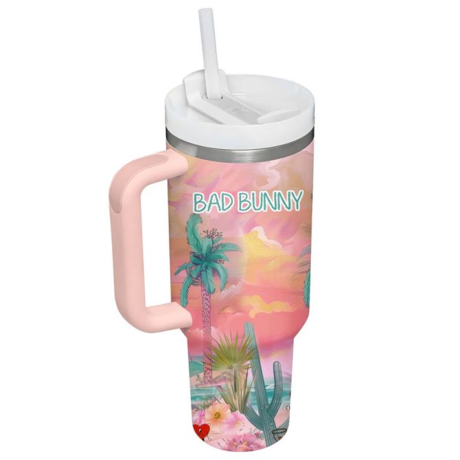 Bad Bunny Music Custom Stanley Quencher 40Oz Stainless Steel Tumbler - Image 2