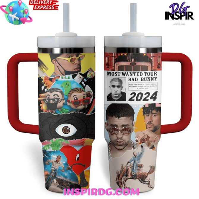 Bad Bunny Music Custom Stanley Quencher 40Oz Stainless Steel Tumbler - Image 2