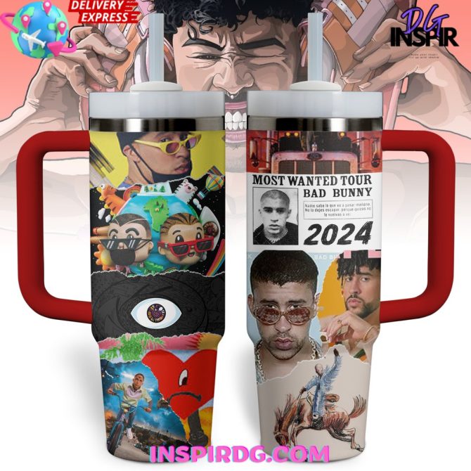 Bad Bunny Music Custom Stanley Quencher 40Oz Stainless Steel Tumbler