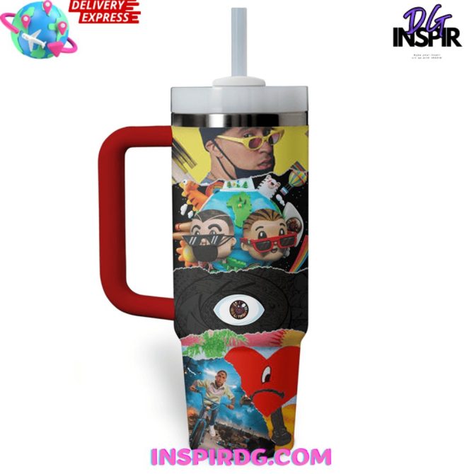 Bad Bunny Music Custom Stanley Quencher 40Oz Stainless Steel Tumbler - Image 3