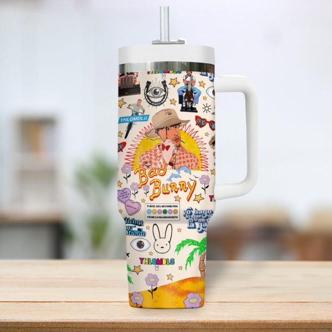 Bad Bunny Music Custom Stanley Quencher 40Oz Stainless Steel Tumbler - Image 2