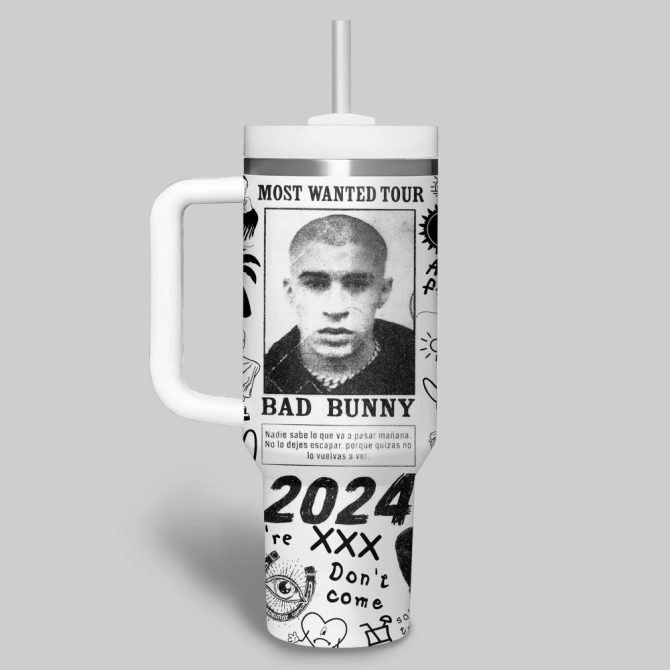 Bad Bunny Music Custom Stanley Quencher 40Oz Stainless Steel Tumbler - Image 2