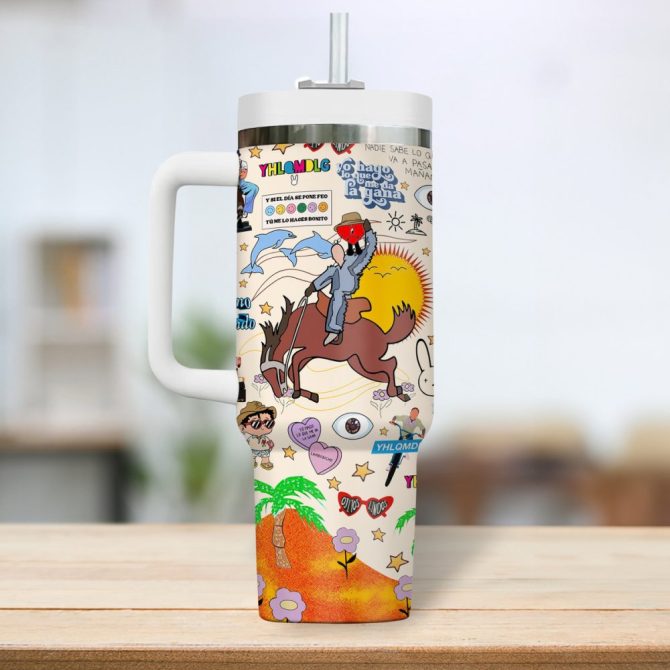 Bad Bunny Music Custom Stanley Quencher 40Oz Stainless Steel Tumbler - Image 3
