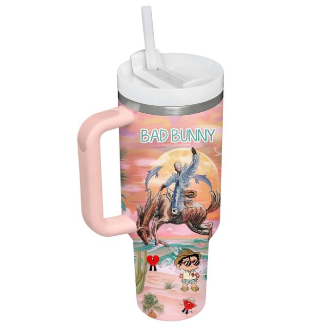 Bad Bunny Music Custom Stanley Quencher 40Oz Stainless Steel Tumbler - Image 3