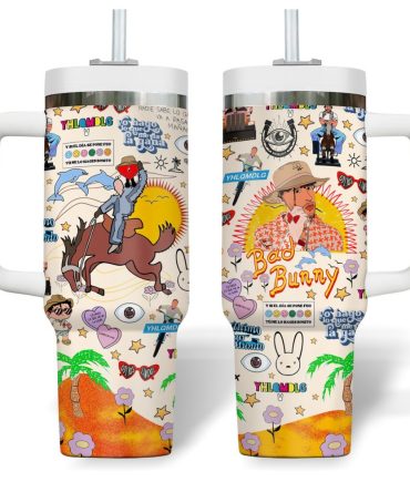 Bad Bunny Music Custom Stanley Quencher 40Oz Stainless Steel Tumbler