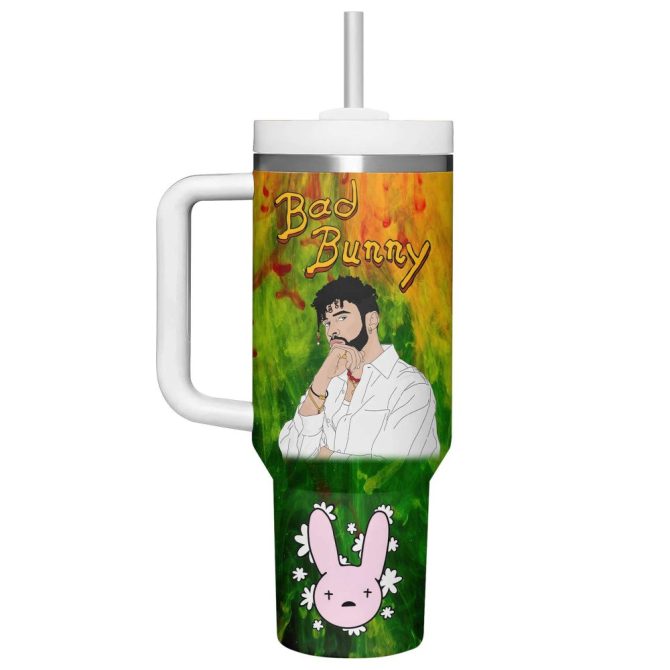 Bad Bunny Music Custom Stanley Quencher 40Oz Stainless Steel Tumbler - Image 2