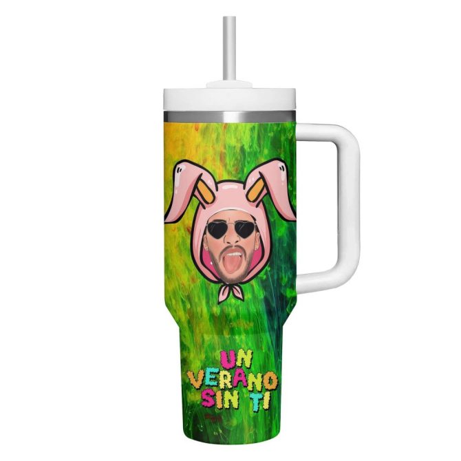 Bad Bunny Music Custom Stanley Quencher 40Oz Stainless Steel Tumbler - Image 3