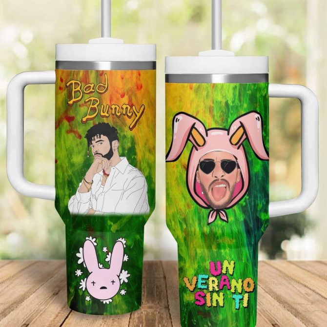 Bad Bunny Music Custom Stanley Quencher 40Oz Stainless Steel Tumbler - Image 4
