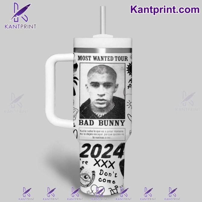 Bad Bunny Music Custom Stanley Quencher 40Oz Stainless Steel Tumbler With Handle - Image 2