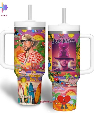 Bad Bunny Music Custom Stanley Quencher 40Oz Stainless Steel Tumbler With Handle
