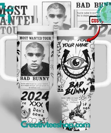 Bad Bunny Music Custom Stanley Quencher 40Oz Stainless Steel Tumbler With Handle