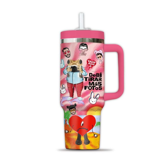 Bad Bunny Music Custom Stanley Quencher 40Oz Stainless Steel Tumbler With Handle - Image 3