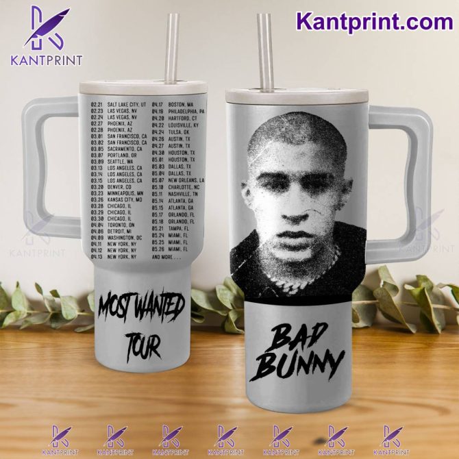 Bad Bunny Music Custom Stanley Quencher 40Oz Stainless Steel Tumbler With Handle