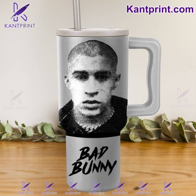 Bad Bunny Music Custom Stanley Quencher 40Oz Stainless Steel Tumbler With Handle - Image 2
