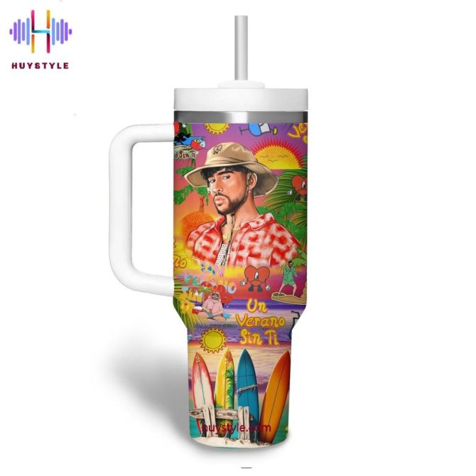 Bad Bunny Music Custom Stanley Quencher 40Oz Stainless Steel Tumbler With Handle - Image 2